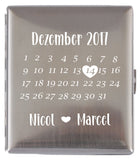 Zigarettenetui Jahrestag Kalender mit Namen und Datum graviert personalisierbar