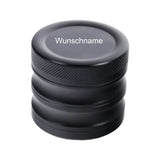 4-teiliger Metall Grinder "Groove" schwarz mit Wunschname graviert