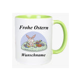 Osterhase bemalt Ostereier - Tasse personalisiert mit Wunschname