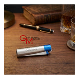 Clipper Metall Feuerzeug silber blau mit Name graviert