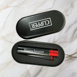 Clipper Lava Metall Feuerzeug schwarz rot mit Wunschname graviert