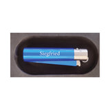 Clipper Metall Feuerzeug blau silber mit Wunschname graviert
