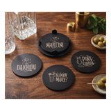 Geschenkidee schwarz matte gravierte Metall Glasuntersetzer mit Gravur