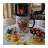 Geschenk Tasse beidseitig bedrukt mit dem Tiroler Adler und Schriftzug Dem Land die Treue