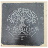 Schiefertafel 20x20 cm – „Familie – Gemeinsam wachsen für immer“