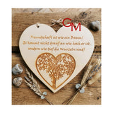 Wunderschönes Holzherz mit filigranem Lebensbaum und inspirierendem Spruch