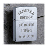 Zippo graviert mit Limited Edition, Name und Jahrgang und 4 Sternen