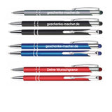 Kugelschreiber Metall Touchpen blau Edler Kugelschreiber aus Aluminium SCHWARZ