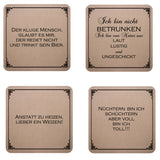 4er Set Filzuntersetzer mit verschiedenen Trinksprüchen