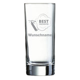 Longdrinkglas graviert mit Motiv: Feuerlöscher Best Firefighter wahlweise mit Wunschname
