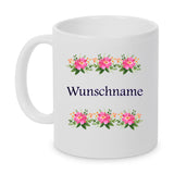 Tasse mit Blumen und mit Name personalisierbar