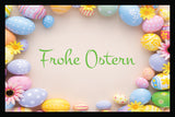 Bunte Eier - Frohe Ostern mit versch. Schriftarten - Fussmatte mit Gummirand