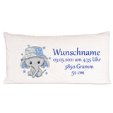 Elefant personalisiertes Geburtskissen 80x40cm Longkissen mit Füllung
