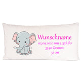 Elefant personalisiertes Geburtskissen 80x40cm Longkissen mit Füllung
