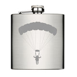 Flachmann Chrome Brushed aus Edelstahl 6oz mit Lasergravur mit Motiv Paragleiter