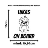 Wunschname on Board mit verschiedenen süßen Tiermotiven - Autosticker