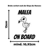 Wunschname on Board mit verschiedenen süßen Tiermotiven - Autosticker