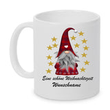 Schöne Weihnachtszeit Tasse mit Wichtel Zwerg und Wunschname