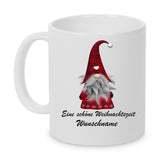 Schöne Weihnachtszeit Tasse mit Wichtel Zwerg und Wunschname
