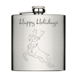 Happy Holidays mit Rentier personalisierbar Flachmann 6oz