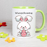 Hase mit Ei - personalisierbar - Tasse