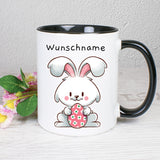 Hase mit Ei - personalisierbar - Tasse
