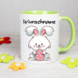 Hase mit Ei - personalisierbar - Tasse