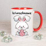 Hase mit Ei - personalisierbar - Tasse