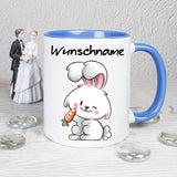 Hase mit Möhre - personalisierbar - Tasse