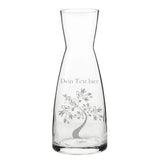 Glaskaraffe mit floralem Motiv und Text Gravur personalisierbar mit 1000ml 
