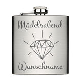 Mädelsabend mit Diamant personalisierbar Flachmann 6oz