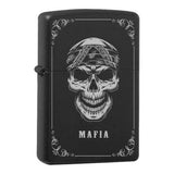 Mafia Cards Collection - mit Mafiamotiven gravierte Zippos Black Matte mit Chrom-Kern