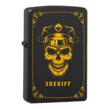 Mafia Cards Collection - mit Mafiamotiven gravierte Zippos Black Matte mit Messing-Kern