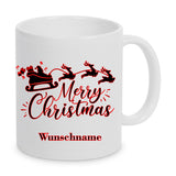 Rentierschlitten Merry Christmas mit Wunschname - Tasse