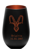 Sternzeichen  - Windlicht schwarz-bronze mit Gravur personalisierbar