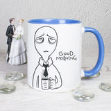 Tasse Weiß/Blau bedruckt mit Spruch: Good Morning - I love my Job