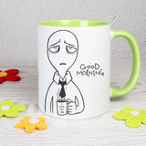 Tasse Weiß/Grün bedruckt mit Spruch: Good Morning - I love my Job