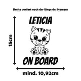 Wunschname on Board mit verschiedenen süßen Tiermotiven - Autosticker
