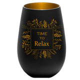 Time to relax Windlicht Glas mit Gravur