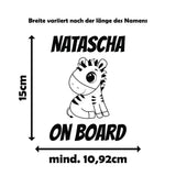 Wunschname on Board mit verschiedenen süßen Tiermotiven - Autosticker