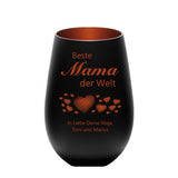 Beste Mama der Welt  - Trinkglas Windlicht mit Gravur personalisierbar